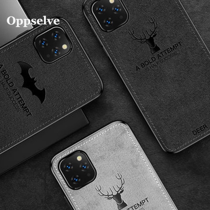 

Newest Soft TPU Phone Case For iPhone 11 Pro Max Ultra Thin Fabric Embossed Deer Capinhas For iPhone X Xs Max 8 7 6 6s Plus Capa