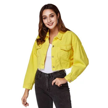 

Jeans Jacket and Coats for Women 2020 Autumn Candy Color Casual Short Denim Jacket Chaqueta Mujer Casaco Jaqueta Feminina