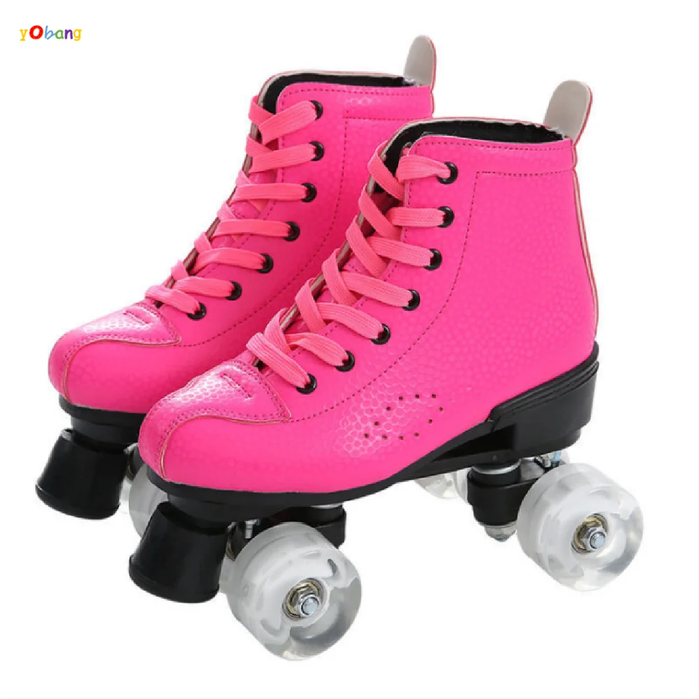 

YOBANG 2020 new design rose red Breathable quad roller skate 4 wheel skate shoes for girls