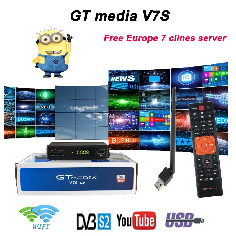 

Original GTMedia V7S HD Full HD Smart Satellite TV Receiver DVB-S2 with Power Input DC 12V / 1.2A 64M bits Serial Flash for Smar
