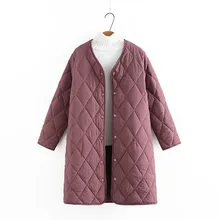 

Argyle Cotton-Padded Long Bottoming Coat Oversized Parkas Women Wide-waisted Winter Down Jackets Female Black Thick Windbreakers