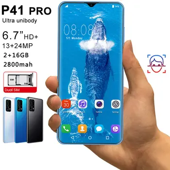 

P41pro 6.7 inch water drop screen 2 + 16GB mobile phone smart phone Face recognition technology phone