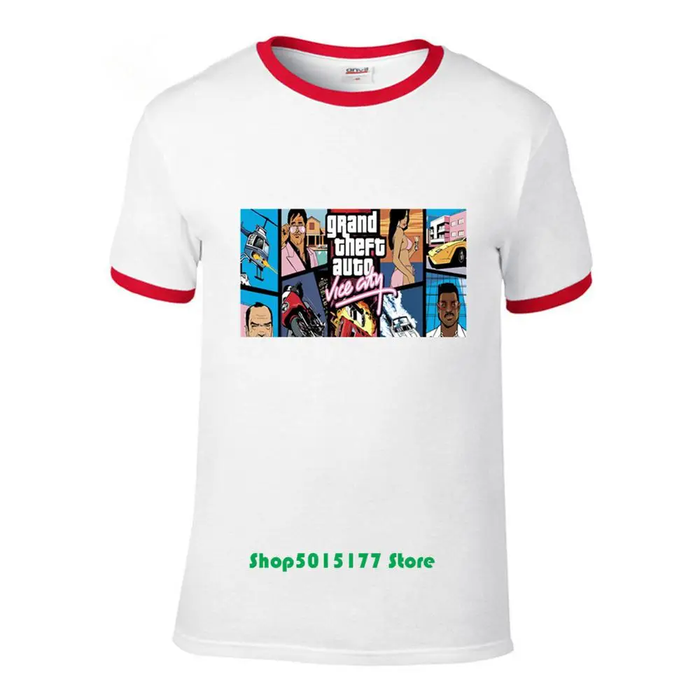 Мужская футболка 100% хлопок с круглым вырезом Рубашки Топ Grand Theft Auto Vice City GTA