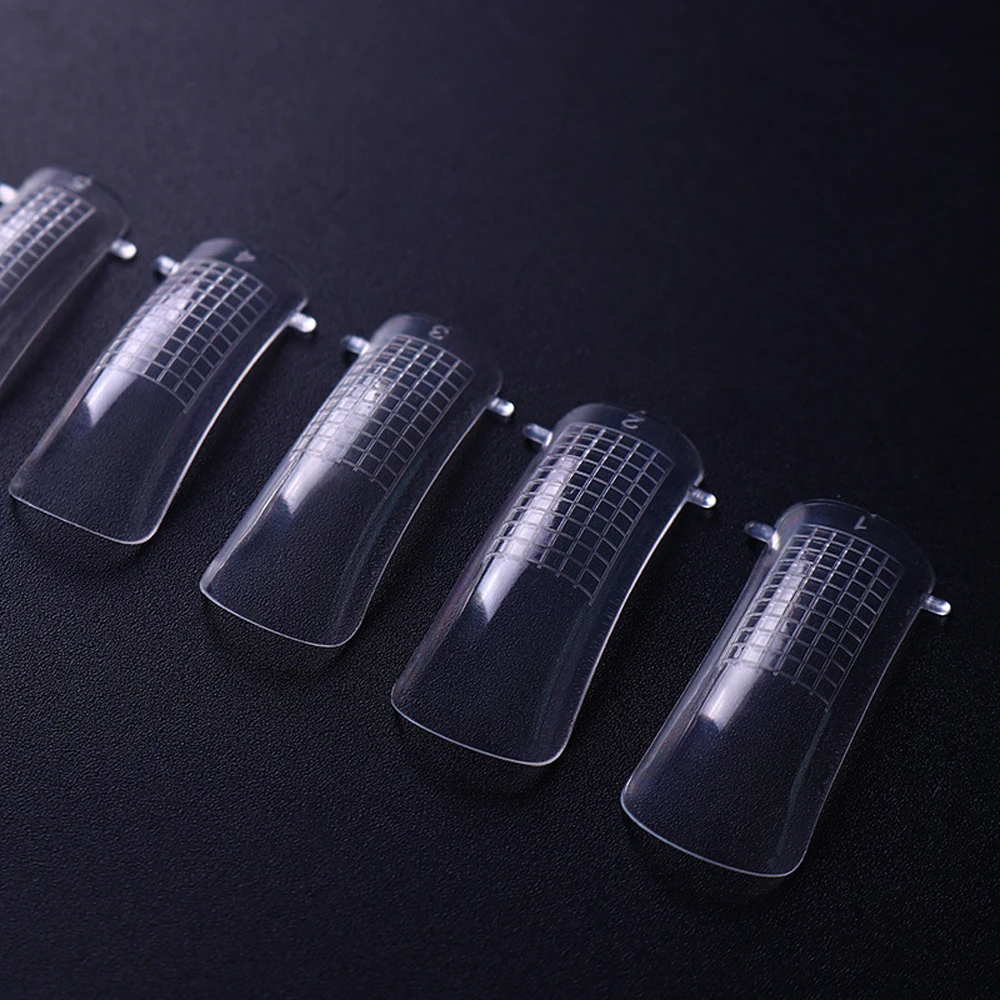 100PCs Box False Nails Mold Clear Full Cover Polygel Nail Tips Scale Tools With Clip UV 4
