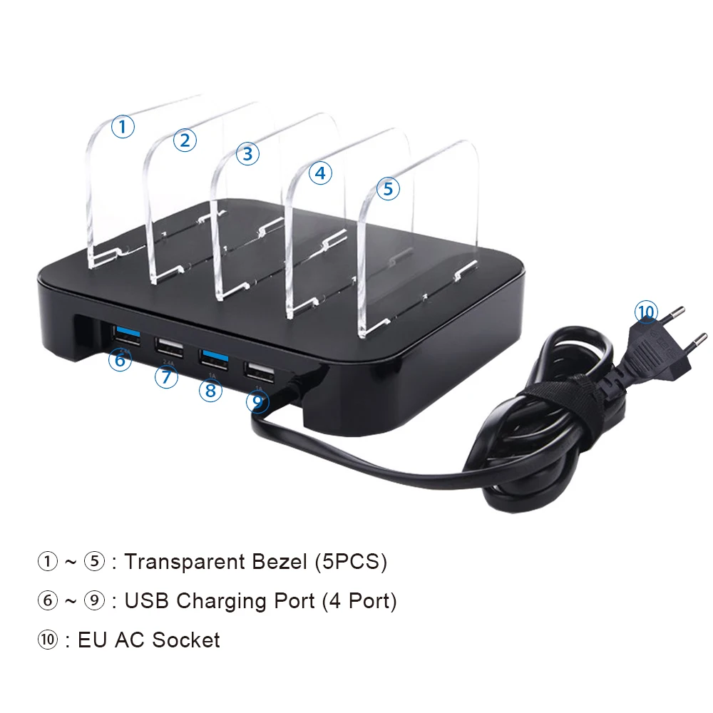 4 порта USB зарядное устройство док-станция настольная зарядка 5V2. 4A 4 USB мульти зарядное устройство концентратор для iPhone планшета
