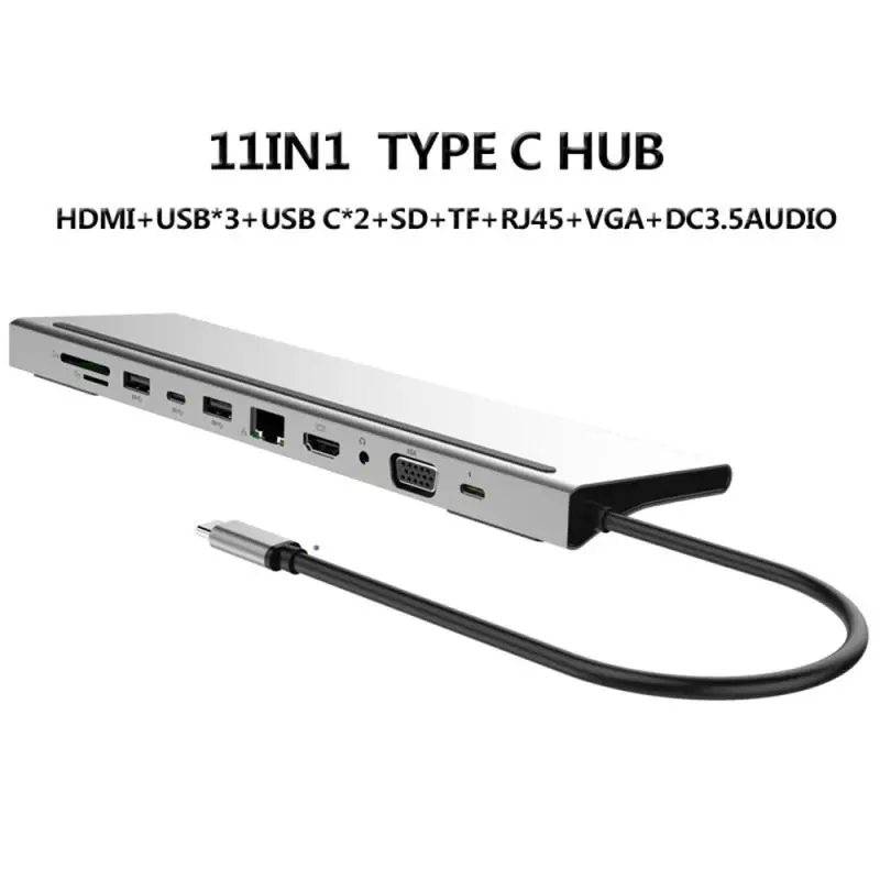 11 in 1 USB Type-C HUB Docking Station Type C to USB 3.0 HDMI Adapter For Laptop Desktop PC 11 Ports Type C HUB 11 in 1 USB Type-C HUB Docking Station Type C to USB 3.0 HDMI Adapter For Laptop Desktop PC 11 Ports Type C HUB