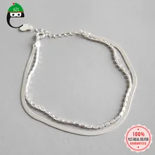 ElfoPlataSi настоящий модный 925 пробы серебряный милый двухслойный браслет для женщин, жены, девушек, женщин, хорошее серебряное ювелирное изделие DS2291
