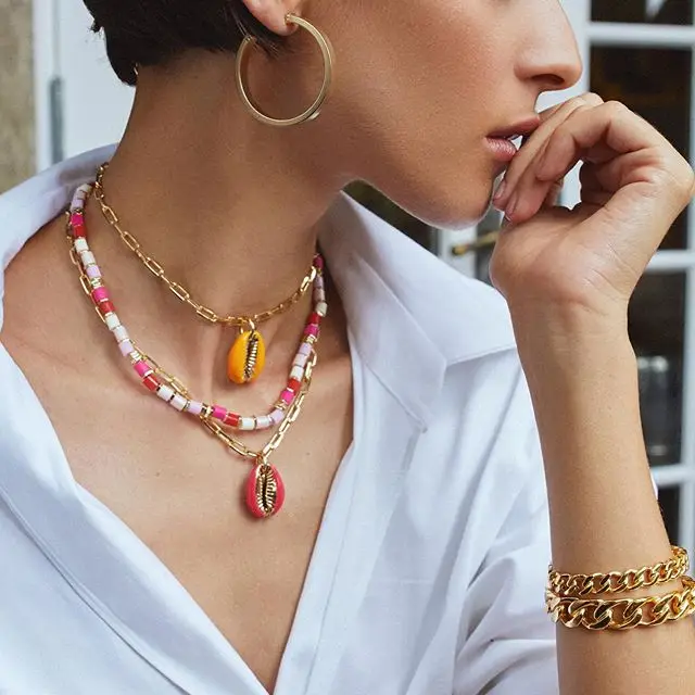 Boho богемный женский vsco девушка pulseras mujer moda браслеты bileklik пресноводный жемчуг радужные бусины шпрингельный замок браслет женский браслет