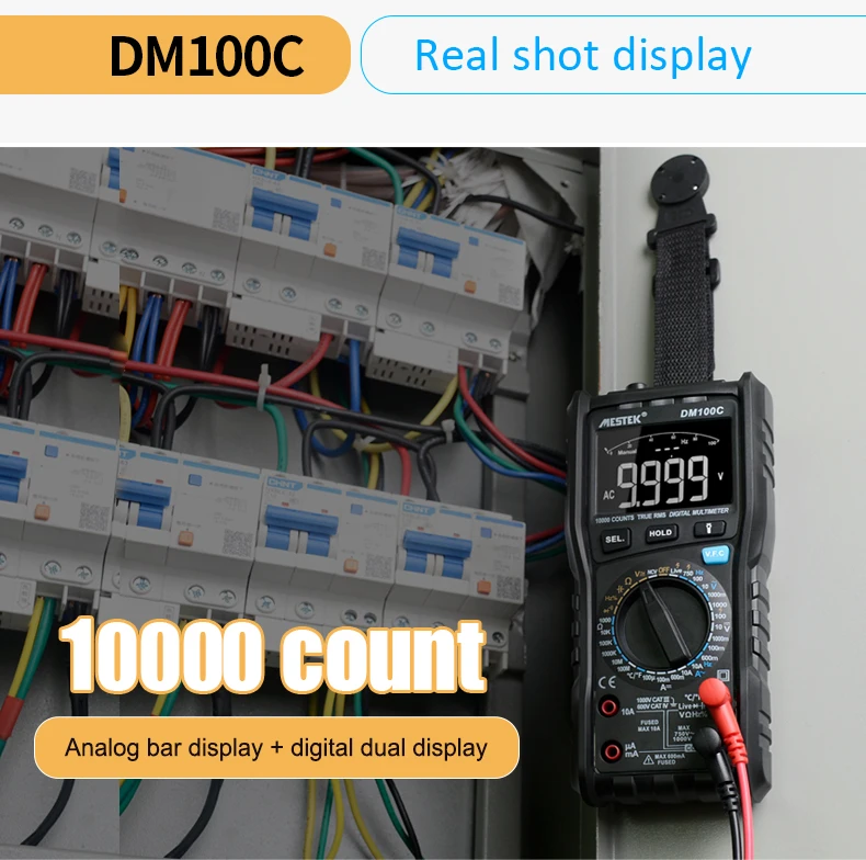 MESTEK DM100C True-RMS цифровой мультиметр Кнопка 10000 граф с аналоговым графом AC/DC Напряжение Амперметр Ток Ом Руководство/Авто