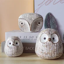 Resin Solar Light Garden Owl Figurines for Courtyard Outdoor Decorative Animal Nightlight Ornament Orchard Room Decortaion