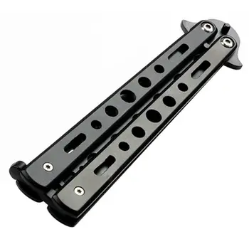 

1pc Butterfly Balisong Trainer Knife Training Dull Tool Black Metal Practice
