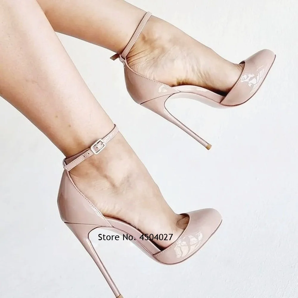 

Women Thin High Heel Pumps Elegant Ankle Buckle Strap Concise Shallow Banquet Shoes Gladiator Footwear