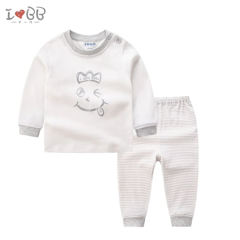 Baby Pajama Sets Uisex Sleepwear Robe Soft Cotton Cartoon Top Pants - Цвет: Shoulder open