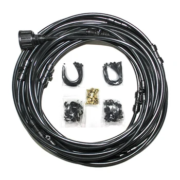 

15M PE Pipe Outdoor Misting Cooling System Kit for Greenhouse Garden Patio Watering Irrigation Mister Line System (Black)