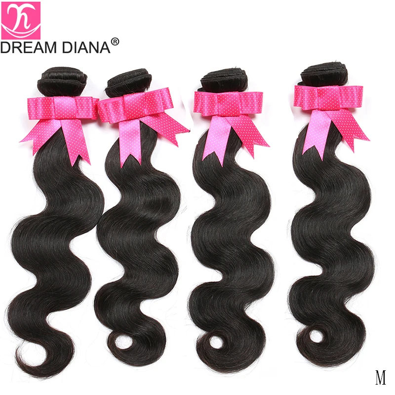 DreamDiana бразильские волнистые волосы пряди 3/4 шт. 10 &quot-30&quot естественный Цвет