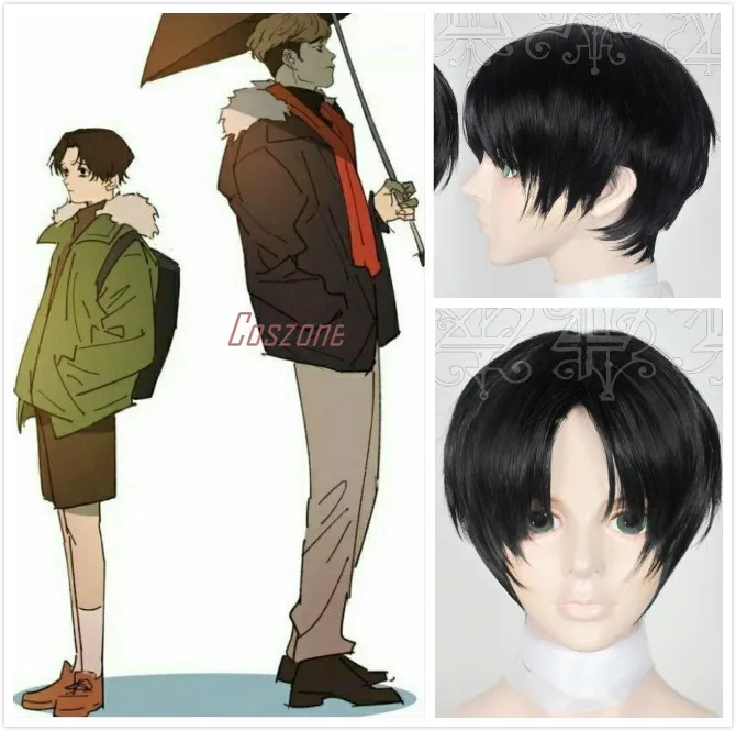 

Anime Killing Stalking Yoonbum Yoon Bum Short Black Heat Resistant Synthetic Hair Cosplay Costume Halloween Party + Free Wig Cap