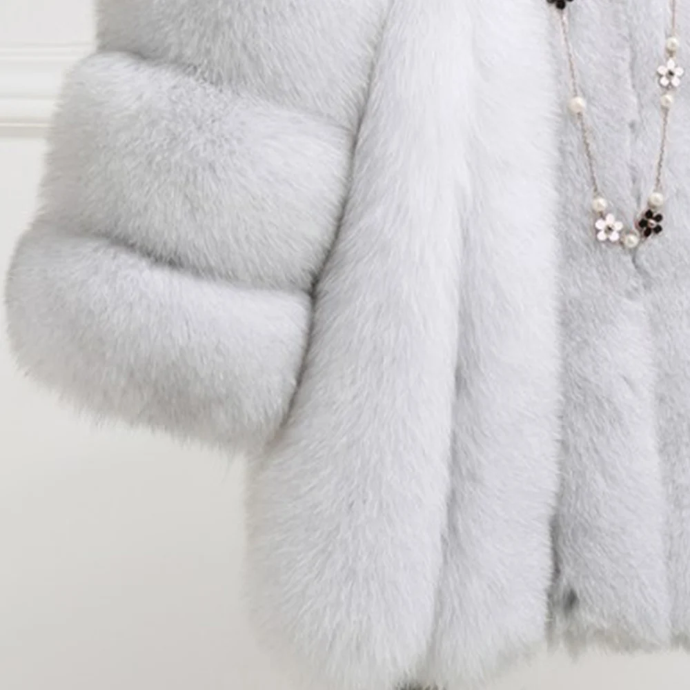 Женская теплая верхняя одежда, Женское пальто из искусственного меха, качественное пальто, имитация меха лисы