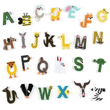 

26Pcs/set Animal Alphabet Letter Patches Embroidered Iron On Patch Badge for DIY T-shirt Clothes Sticker Decorative Appliques