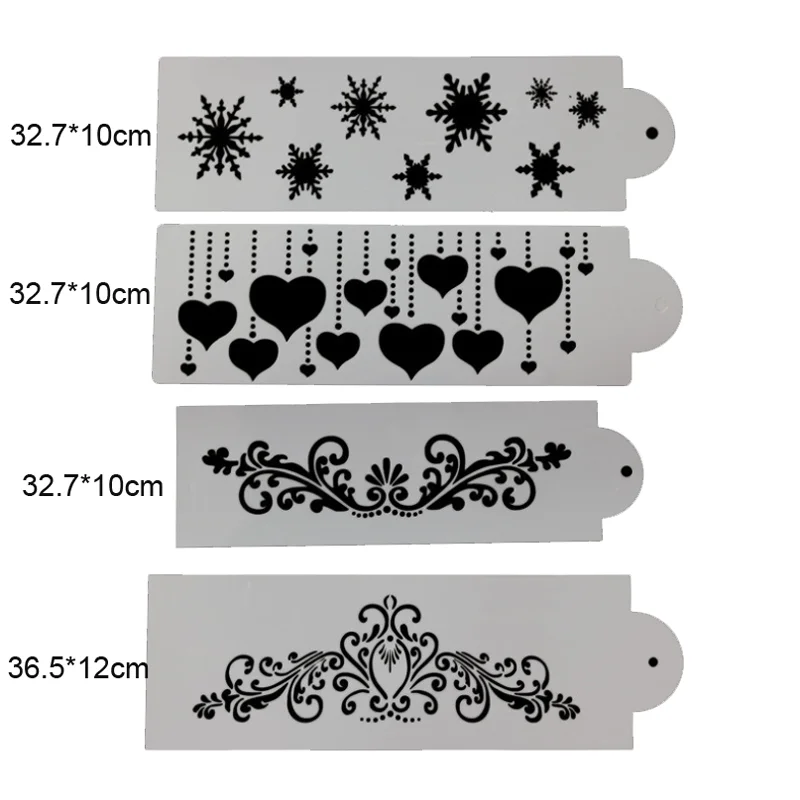 

4 pcs Stencils Snowflake Heart Decoration Painting Template DIY Scrapbook Diary Doodle Flower Pattern Office School Supplies