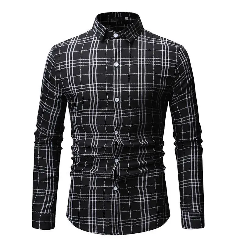 

2019 new men clothing fashion plaid shirts men shirt long sleeve Turn-down Collar Casual Cotton street wear tops shirts