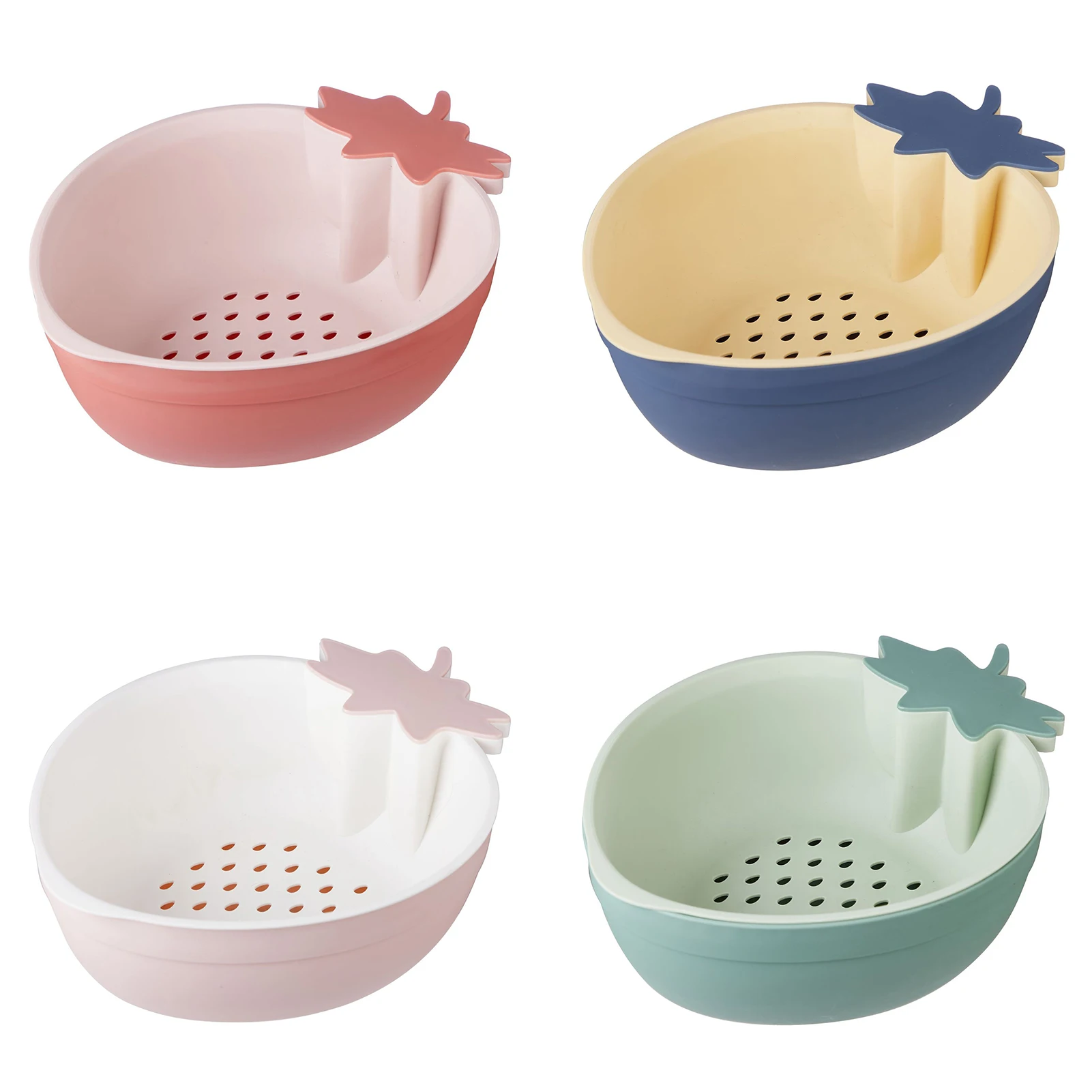 1pc Double-Layer Strawberry-Shaped Drain Basket Fruit Vegetable Washing Storage Rack Kitchen Cleaning Tools Living Room Supplies | Дом и сад
