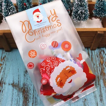 

Christmas Packaging Bag Throwing Balls Santa Printed Cookie Packaging Bag Candy Cake Flat Pocket
