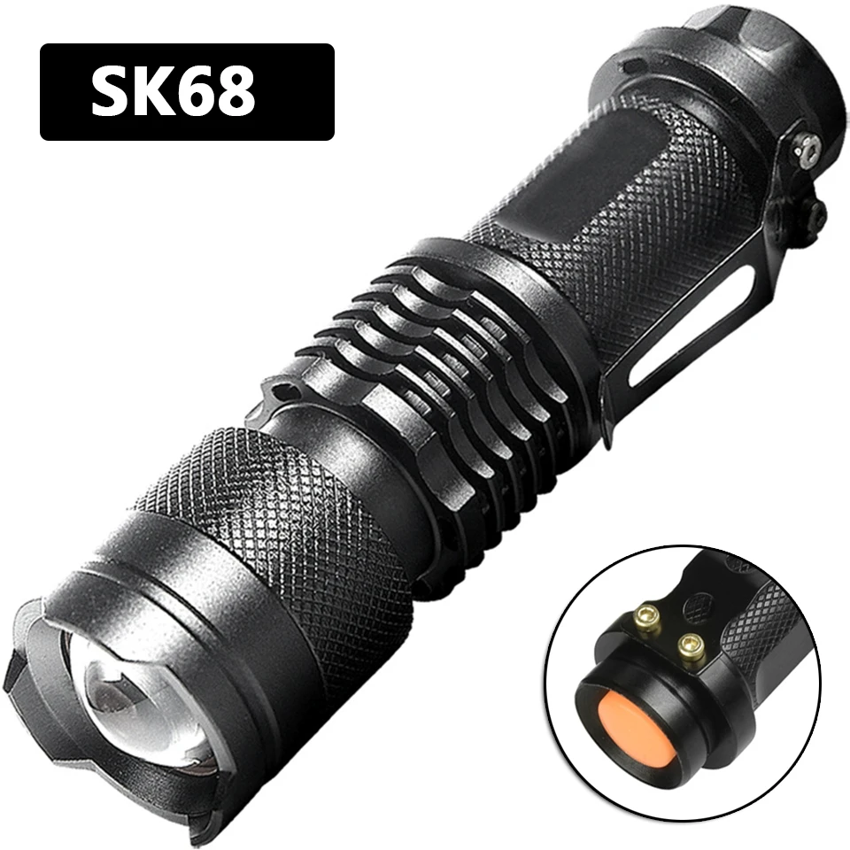 SK68 XP-G Q5 2000LM алюминиевый водонепроницаемый масштабируемый светодиодный светильник фонарь Тактический светильник для аккумуляторов аа - Испускаемый цвет: SK68