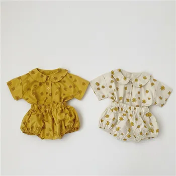 

2020 Summer Infants Clothing Sets Daisy Printed Shirts Shorts 2pcs Korean Style Newborn Baby Cute Suits Toddlers Kids Outfits