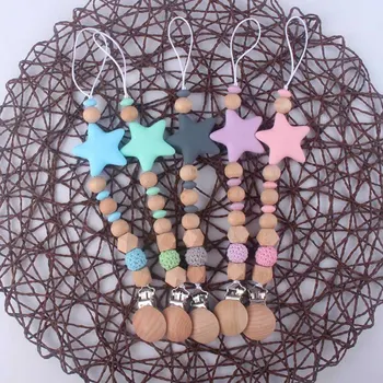 

Pacifier Clip Baby Silicone Teething Beads Paci Holder Soothie Clips Teether Toy Chewbeads Baby Birthday Shower Gift