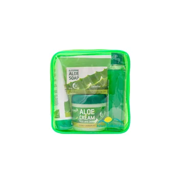 

Cosmetic Bag Aloe Vera Moisturizing cream + Soap + free hands + Shower Gel Cream Set stock exchange with zipper Tabaiba