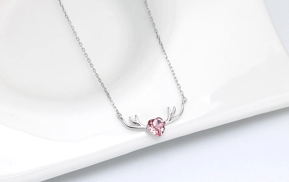 ORSA JEWELS S925 милое сердце и серебро антл кулон ожерелье розовый АААА Циркон Подвеска из серебра уникальные ювелирные изделия SN169