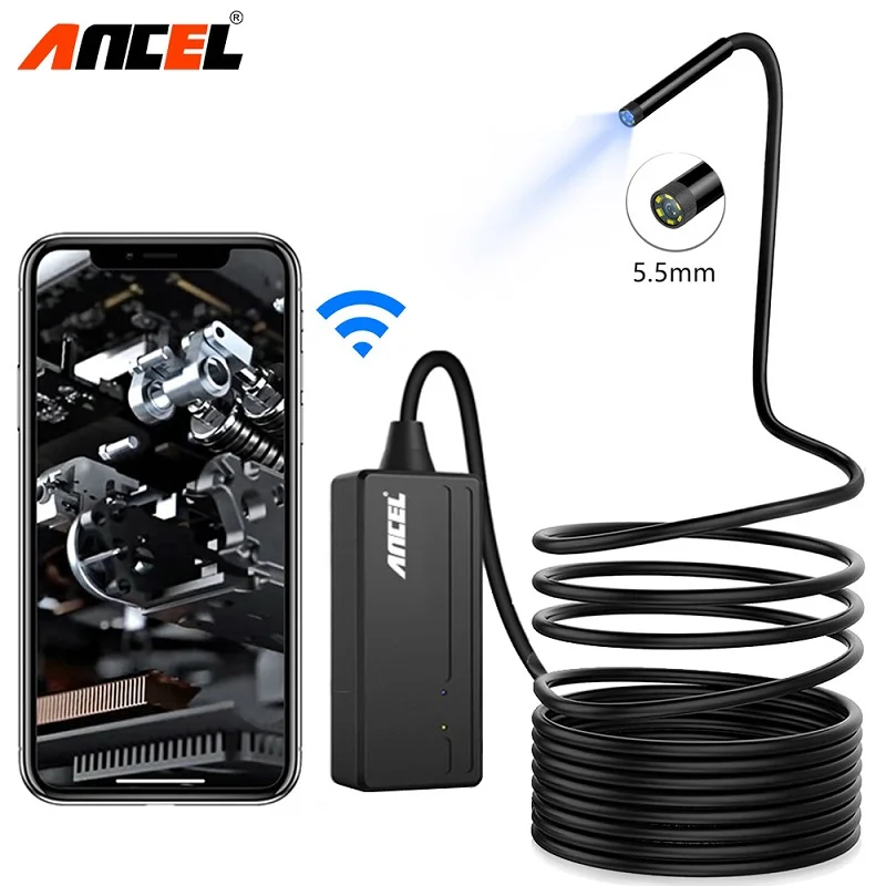 Камера-Эндоскоп ANCEL водостойкая IP67 5/10 м 1080p 6 светодиодов |
