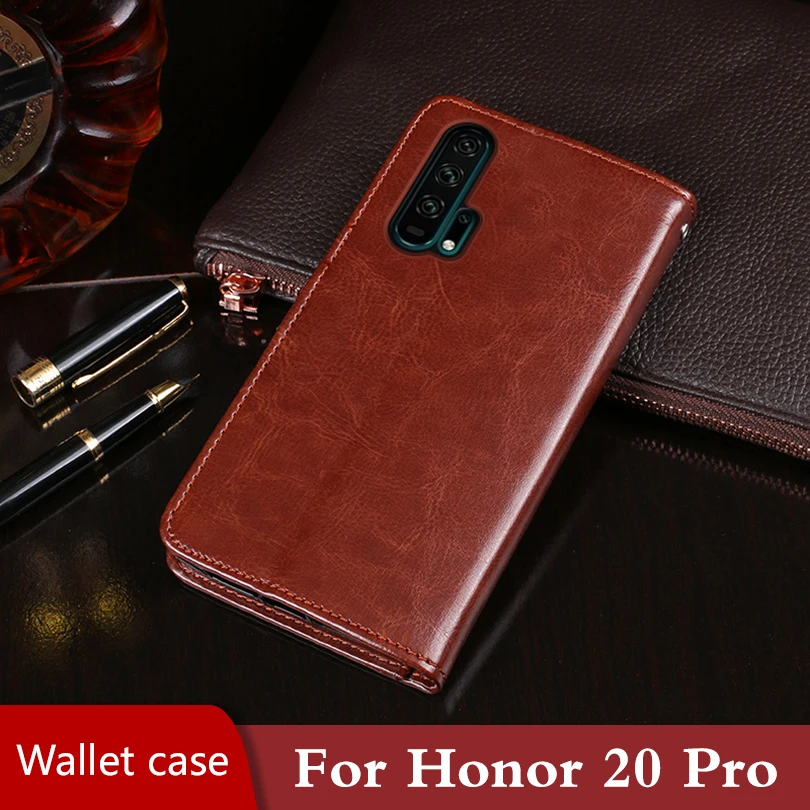 Кожаный чехол для huawei honor 20 pro, чехол-книжка, магнитный противоударный чехол-бампер для honor 20 pro, задний корпус, силиконовый чехол