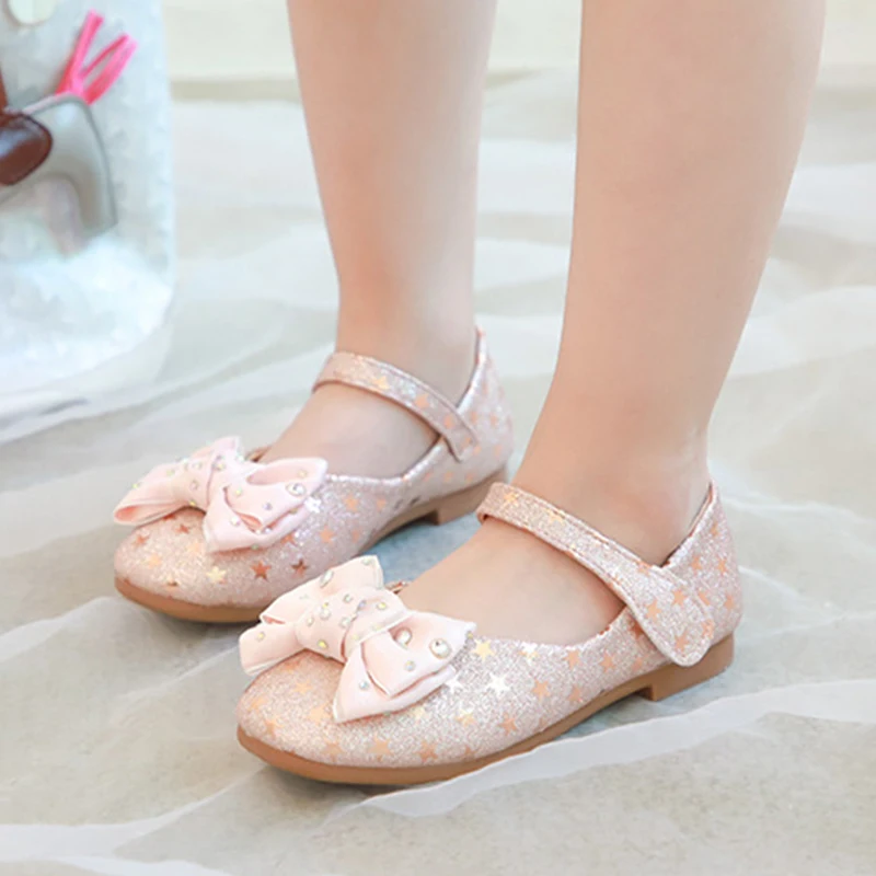 SKOEX Kids Ballet Flat Shoes for Little Girls Fashion Adorable Bows Princess Shoes PU Leather Children Flower Party Dress Flats