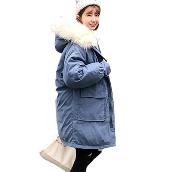 

women long oversize blue down jackets thick casual with fur epaulet 2020 winter down coats solid piumini donna free shipping