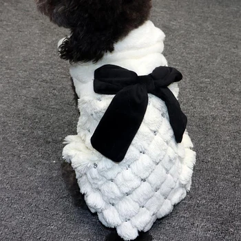 

Pet Clothes Elegant Luxury Fur Winter Overcoat Small Dog Cat Clothes Bowknot Chihuahua