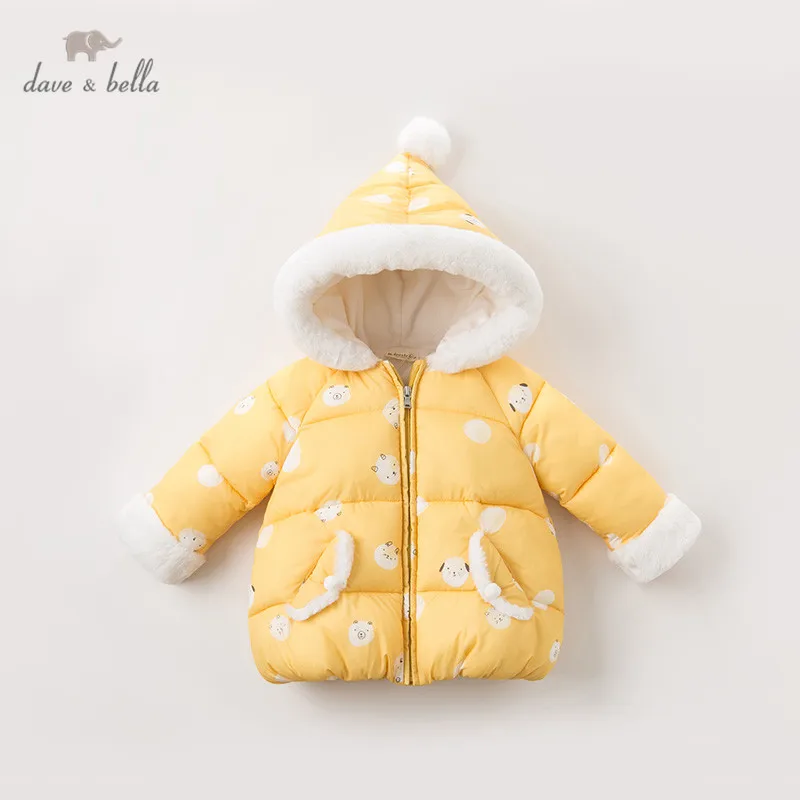DBJ11485 dave bella/зимнее пальто с капюшоном для маленьких девочек с героями мультфильмов детская стеганая куртка Детское пальто высокого качества детская верхняя одежда с подкладкой