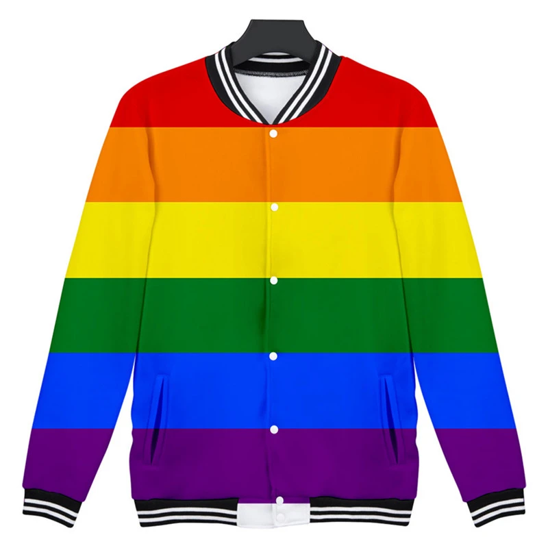 ショットガン野球服 レインボーフラッグの服 ファッショナブル カジュアル 原宿 ボンベ Jackets Aliexpress