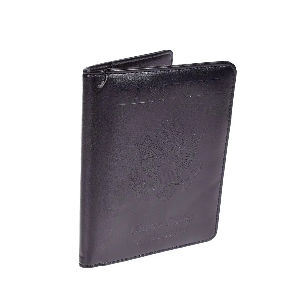 black Wallet Women Leather Credit Card Holder RFID Passport Holder Protector Wallet Business Card Passport Cover Black Blocking - Цвет: black