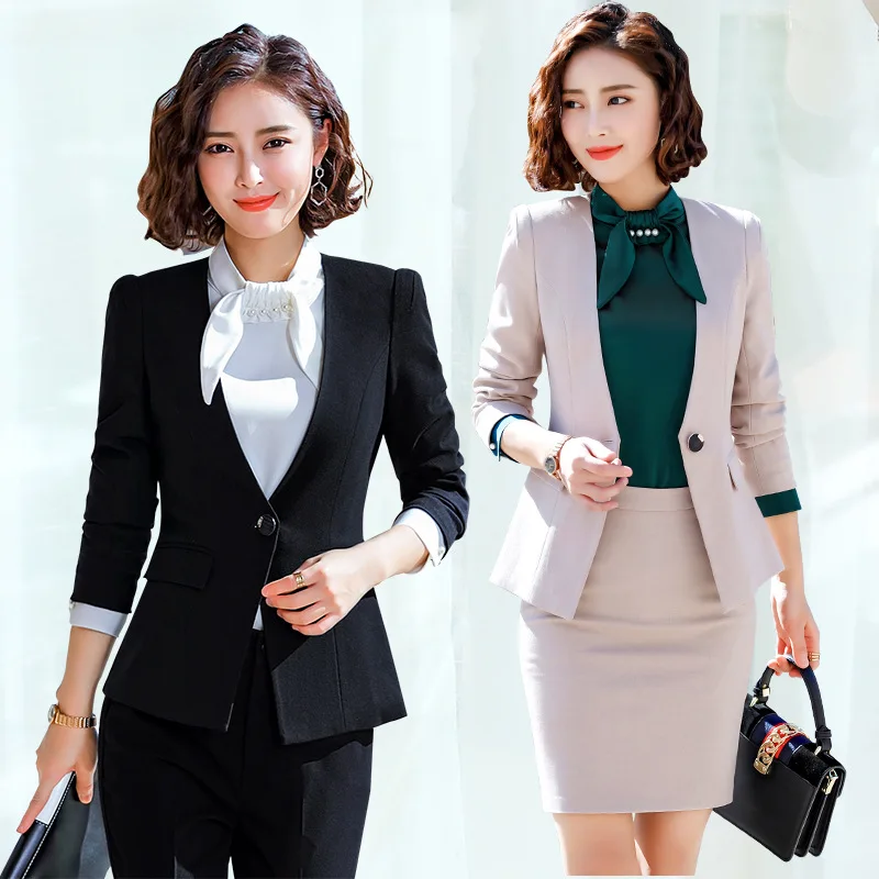 Hot Apircot Female Formal Women's Pants Suits Office Lady Business Pantsuit Blazer Trouser Suit Set Work Wear Uniform Costumes