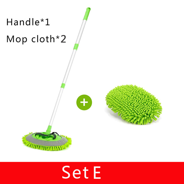 Three section Telescoping Car Wash Brush Mop Chenille Microfiber Broom Towel Set Auto Detailing Tire Brush Cleaning Tool