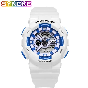 

SYNOKE Women Quartz Watches Sports Dual Movement Alarm Clock Waterproof Students LED Digital Wrist Watches Relogio Masculino