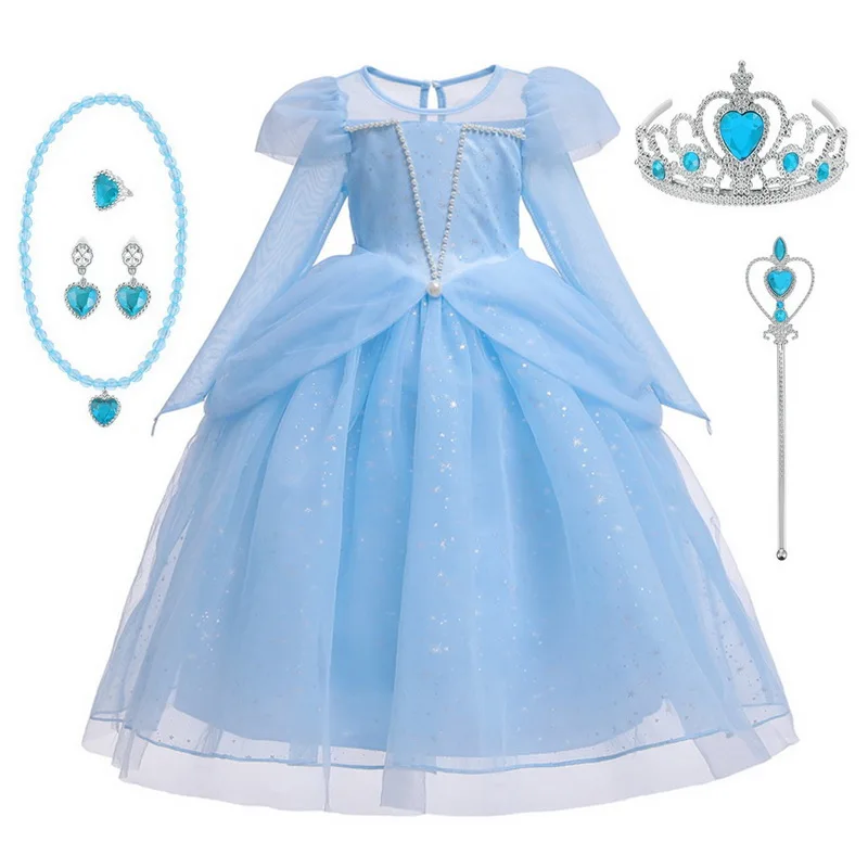 

New Sleeping Beauty Dresses For Girls Princess Aurora Dress up Party Costume Long Sleeve Cosplay Dress Halloween Birthday Gift