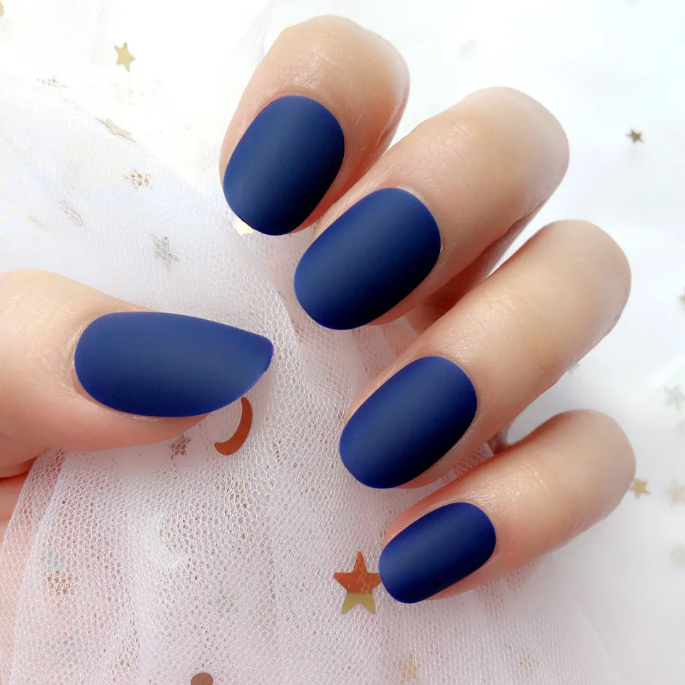 

24 Pcs Matte Artificial Fake Nails Short False Nails Color Tree Full Cover Manicure Tips For Lady Finger