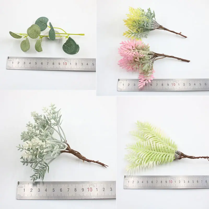 1pcsmulacion planta verde hoja de eucalyptus imitación rama seca искусственный flor falsa boda Fotografia prop Decoration del hogar