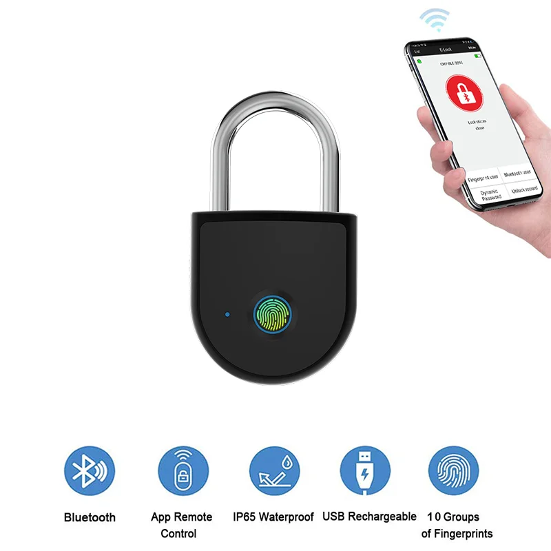 

S10 Keyless Lock bluetooth APP Remote Smart Fingerprint Unlock Smart Waterproof Anti Theft Security for Door Luggage Case Bag