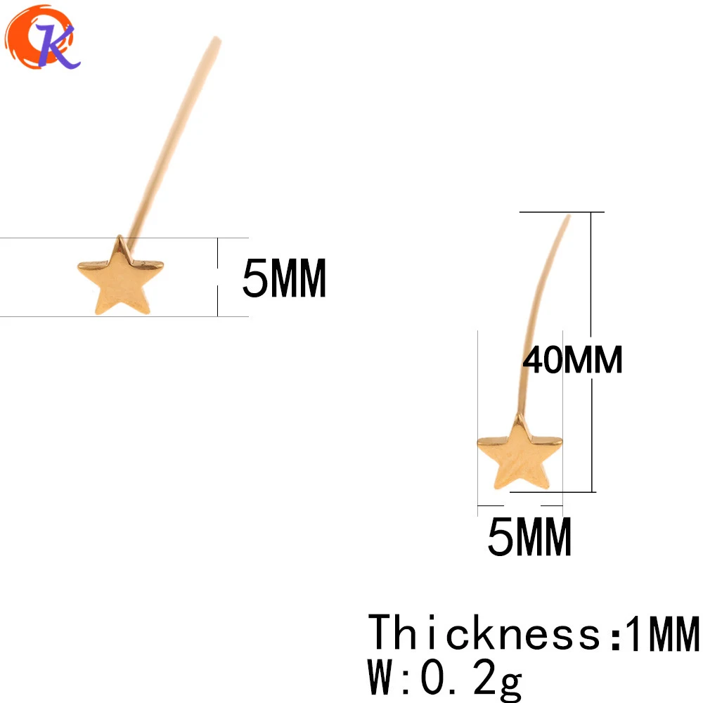 Сердечный дизайн 100 шт 5*40 мм аксессуары для ювелирных изделий/Сделай сам/в форме звезды/ПОДЛИННОЕ золотое покрытие/ручная работа/фурнитура для сережек