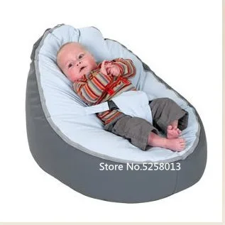 Мягкий детский стул младенческой мешок бобов покрывало кровати без наполнителя Pouf для кормления ребенка Snuggle кровать с поясом для безопасности защиты - Цвет: grey blue