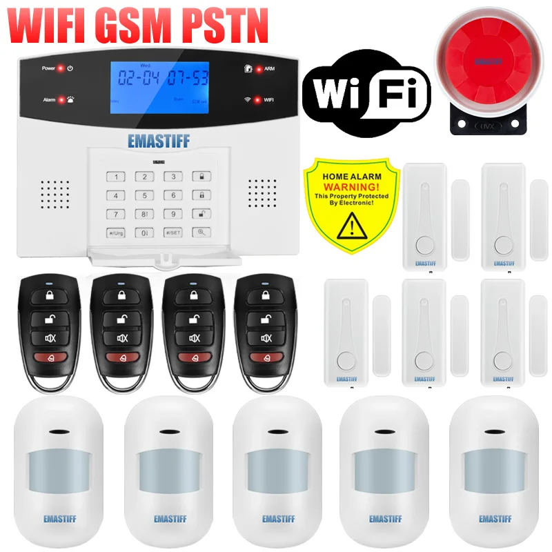 IOS Android APP Wired Wireless Home Security Tuya WIFI PSTN GSM Alarm System Intercom Remote Control Autodial Siren Sensor Kit smart alarm keypad Alarms & Sensors