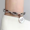 XIYANIKE-pulsera con colgante de amor de Plata de Ley 925 coreana, cadena gruesa de plata tailandesa Retro, pulsera de letras redondas, joyería para mujer ► Foto 2/6